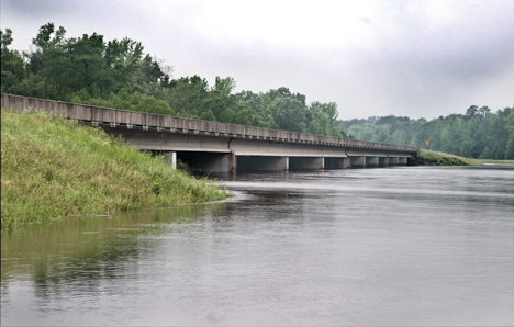 On Mother's Day, 2009, the Saline River is lapping at the bottom of the UA Highway 63 bridge, north of Warren AR.